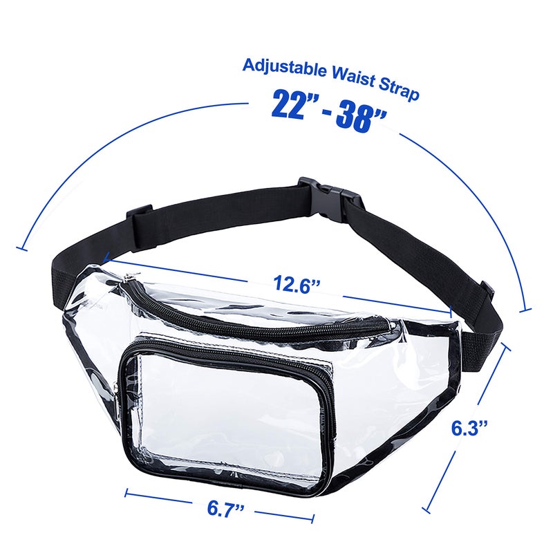 Clearworld Clear Fanny Pack,Stadium Approved Waist Pack for Festival, Games,Travel and Concerts(Black) - Image 2